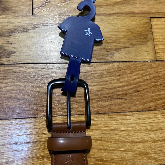 Penguin Stretch Belt Genuine Leather Woven Dark Navy Blue Men's Sz S (30-32) New - Picture 5 of 5